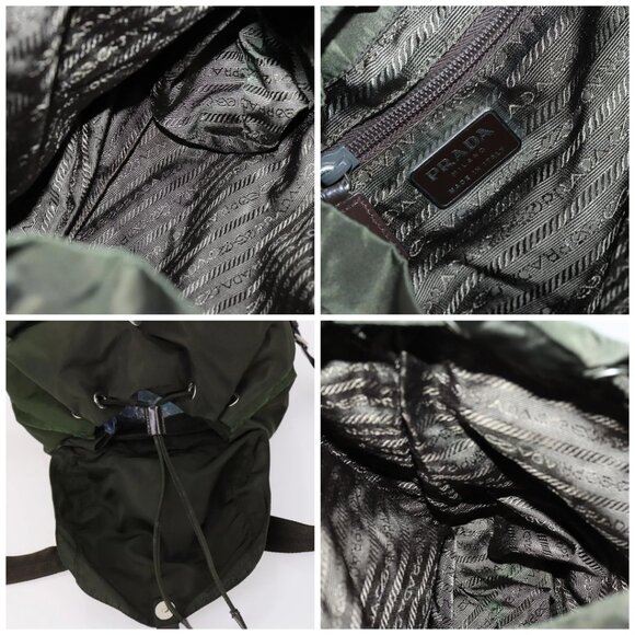 PRADA Backpack Nylon Khaki Silver Auth 147403 - Picture 15 of 16